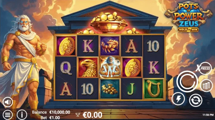 Pots of Power: Zeus - glavni ekran s bubnjevima